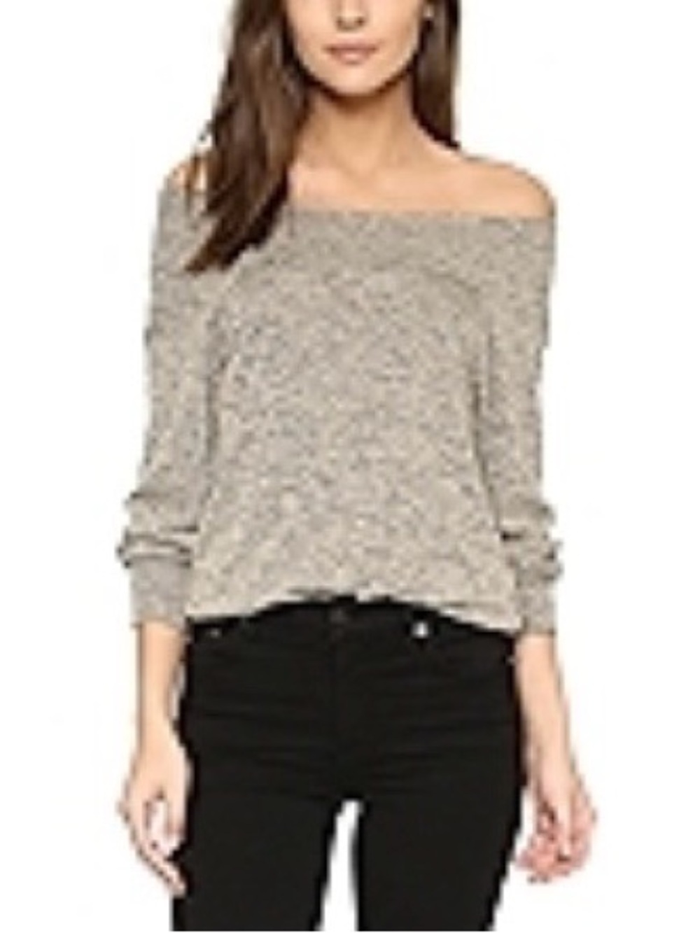 Riller & Fount Cybil Off ShoulderKnit Sweater Top in Fossil